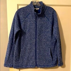 T by Talbots Blue Heathered Full Zip Fleece Jacket, Size S